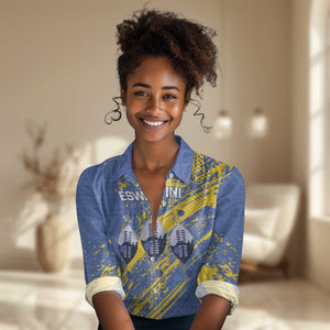 Eswatini Football Custom Women Casual Shirt Sihlangu Semnikati Blue - African Pride