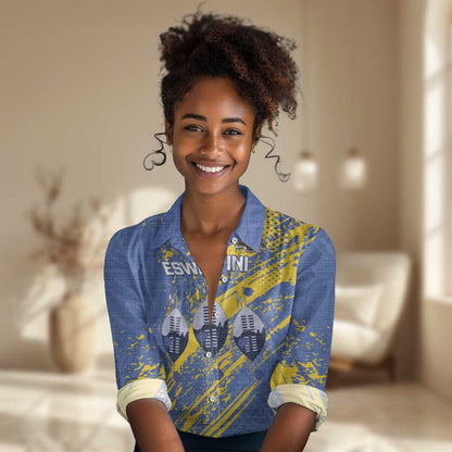 Eswatini Football Custom Women Casual Shirt Sihlangu Semnikati Blue - African Pride