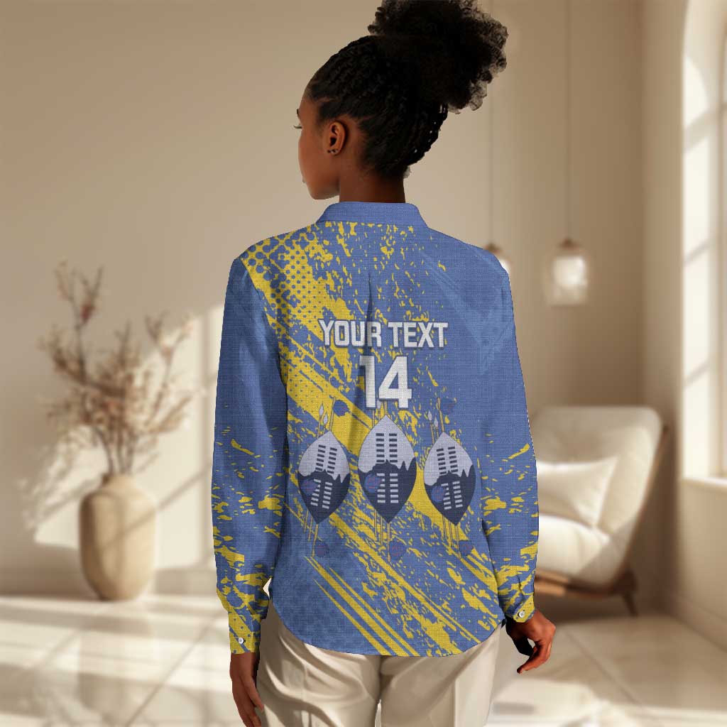 Eswatini Football Custom Women Casual Shirt Sihlangu Semnikati Blue - African Pride