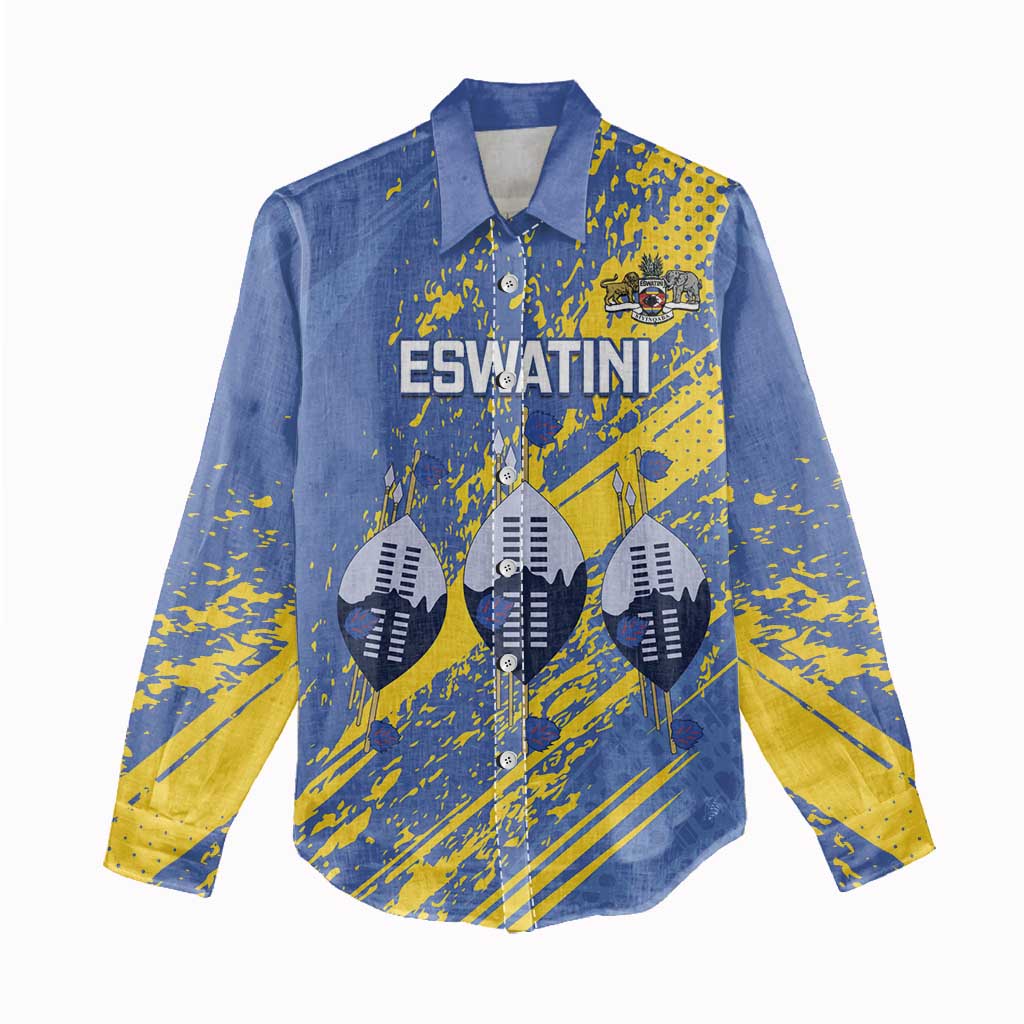 Eswatini Football Custom Women Casual Shirt Sihlangu Semnikati Blue - African Pride