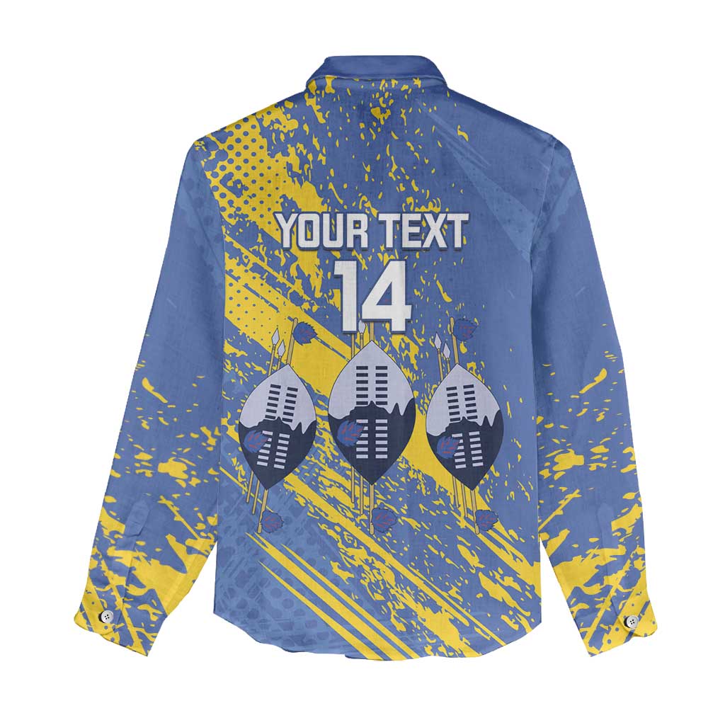 Eswatini Football Custom Women Casual Shirt Sihlangu Semnikati Blue - African Pride