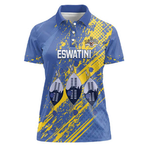 Eswatini Football Custom Women Polo Shirt Sihlangu Semnikati Blue - African Pride