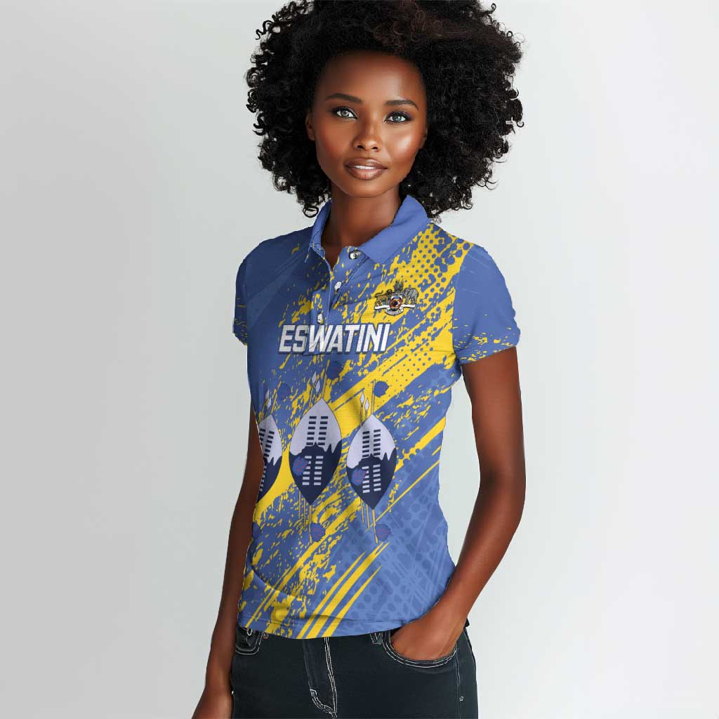 Eswatini Football Custom Women Polo Shirt Sihlangu Semnikati Blue - African Pride