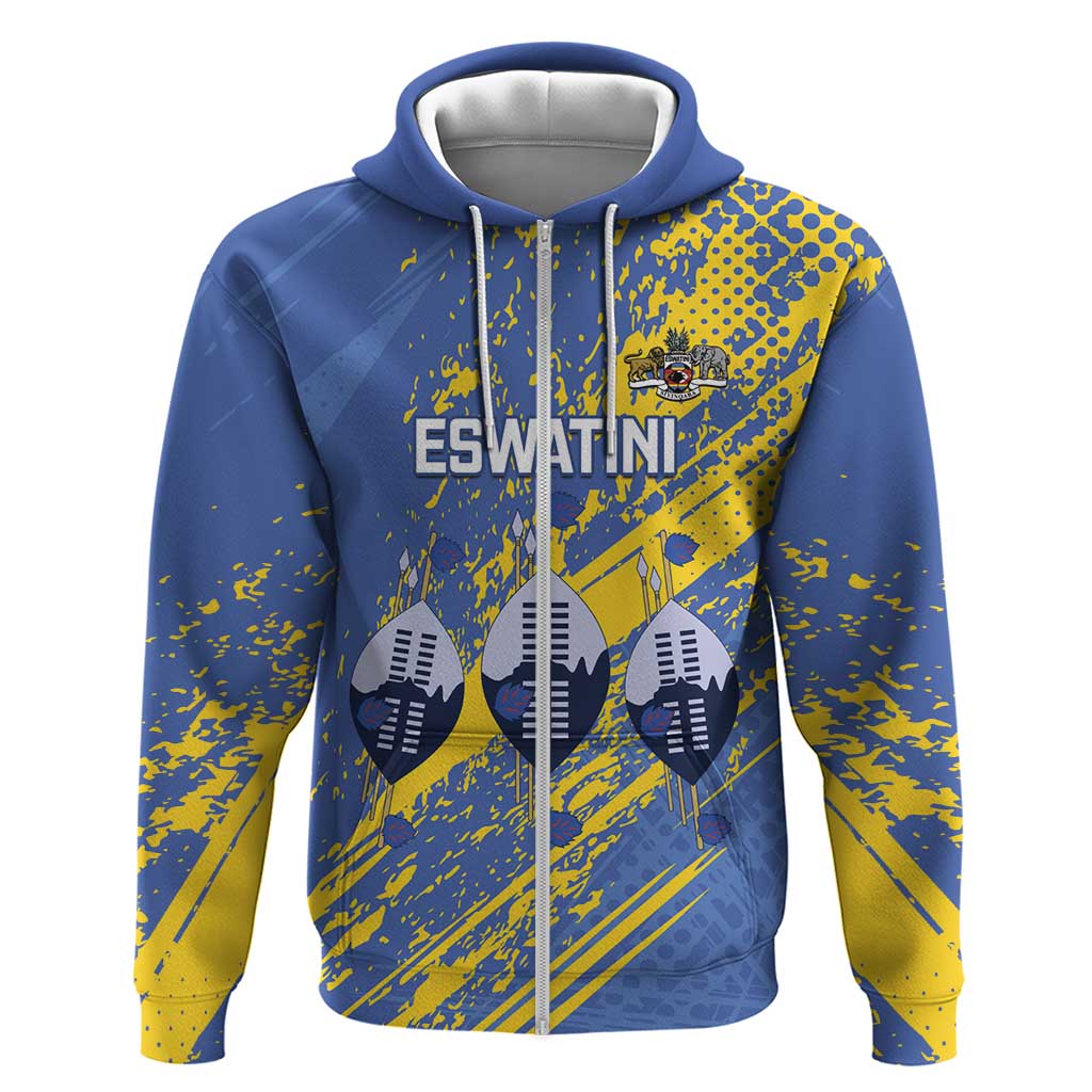 Eswatini Football Custom Zip Hoodie Sihlangu Semnikati Blue - African Pride