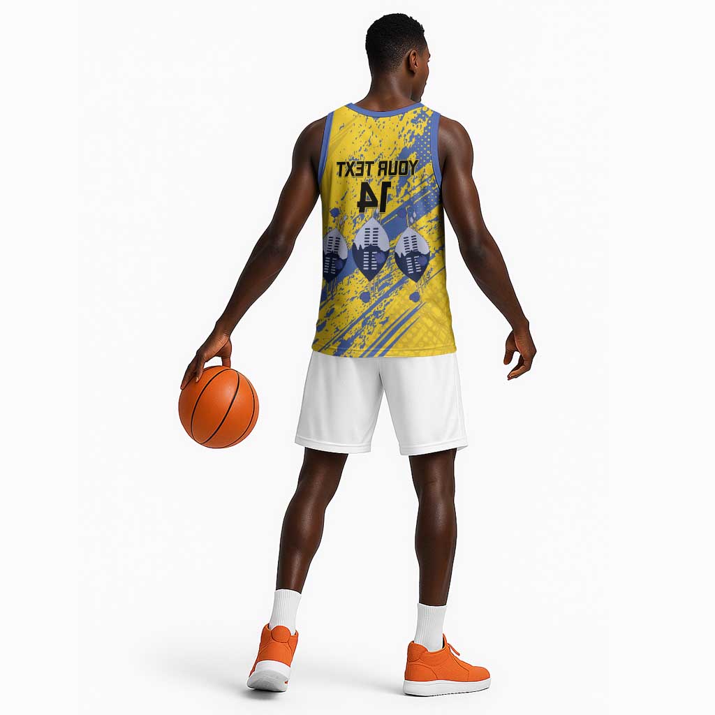 Eswatini Football Custom Basketball Jersey Sihlangu Semnikati Yellow - African Pride
