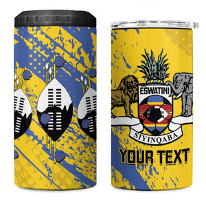 Eswatini Football Custom 4 in 1 Can Cooler Tumbler Sihlangu Semnikati Yellow - African Pride