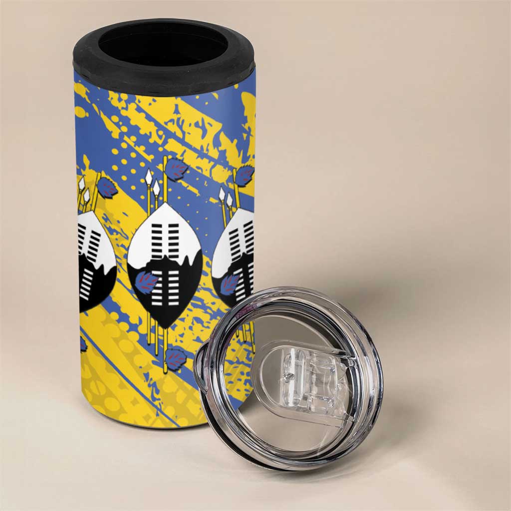 Eswatini Football Custom 4 in 1 Can Cooler Tumbler Sihlangu Semnikati Yellow - African Pride