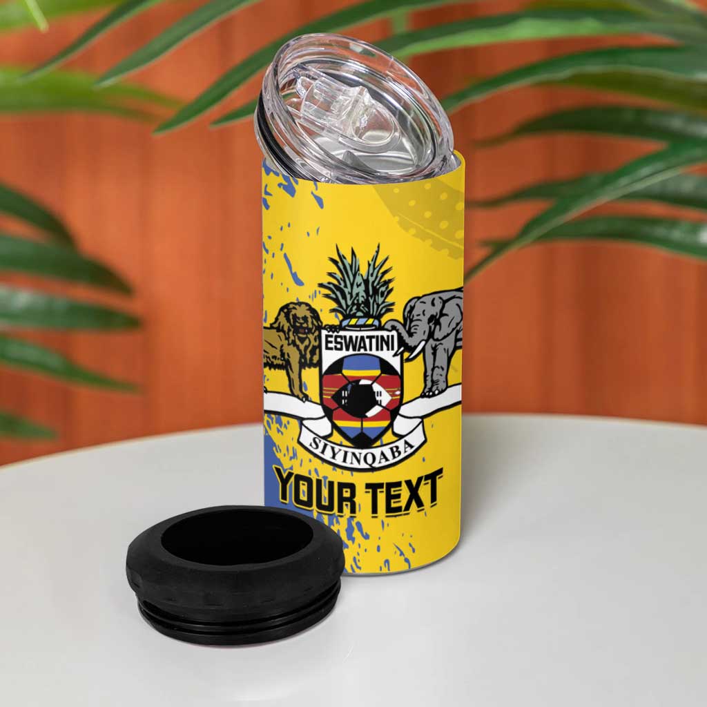 Eswatini Football Custom 4 in 1 Can Cooler Tumbler Sihlangu Semnikati Yellow - African Pride