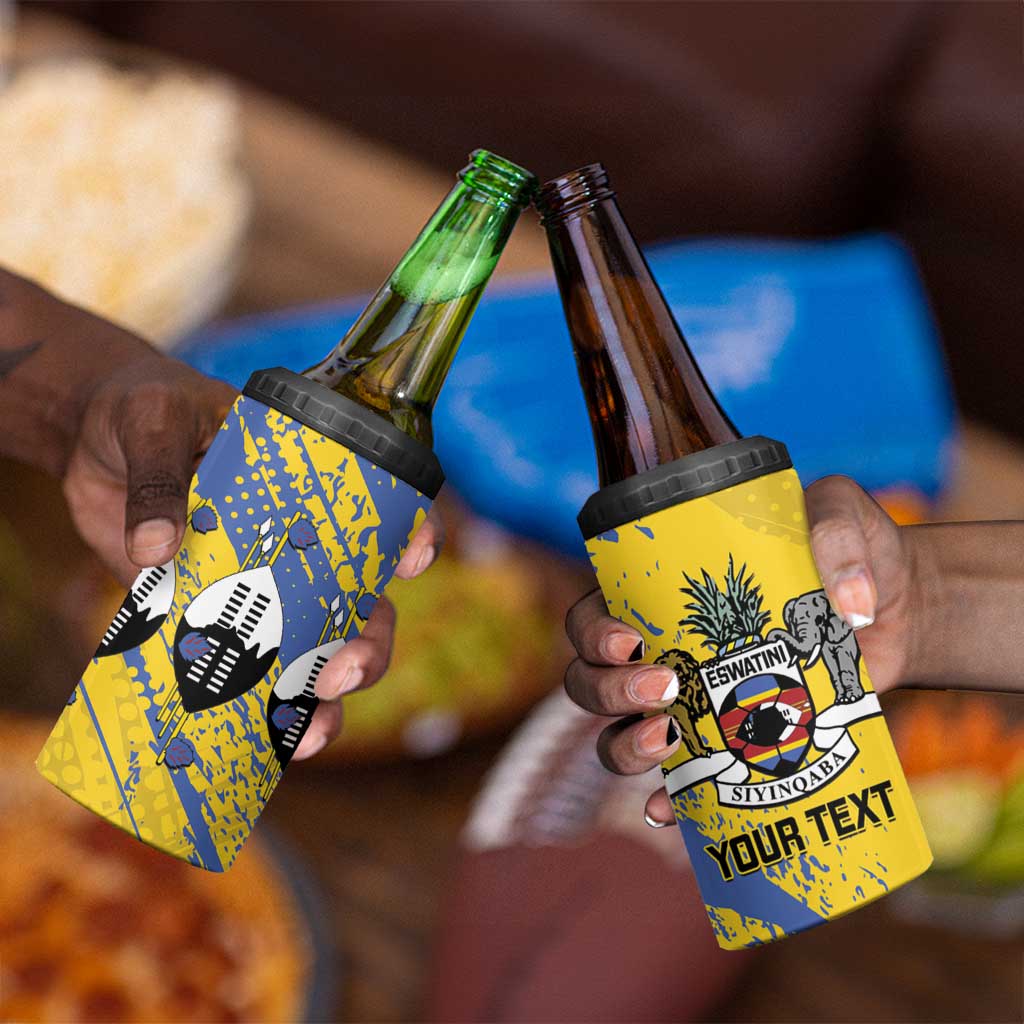 Eswatini Football Custom 4 in 1 Can Cooler Tumbler Sihlangu Semnikati Yellow - African Pride