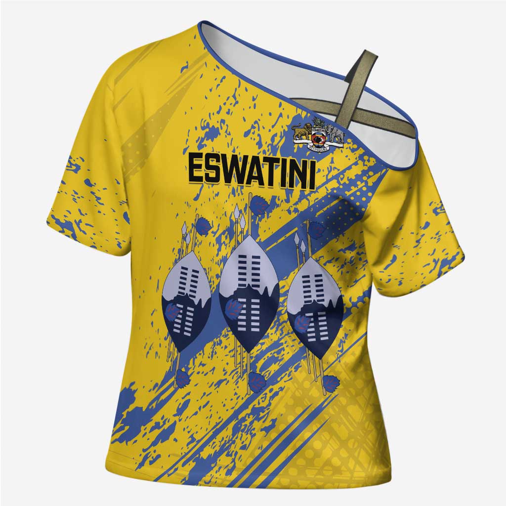Eswatini Football Custom Cross Shoulder Shirt Sihlangu Semnikati Yellow