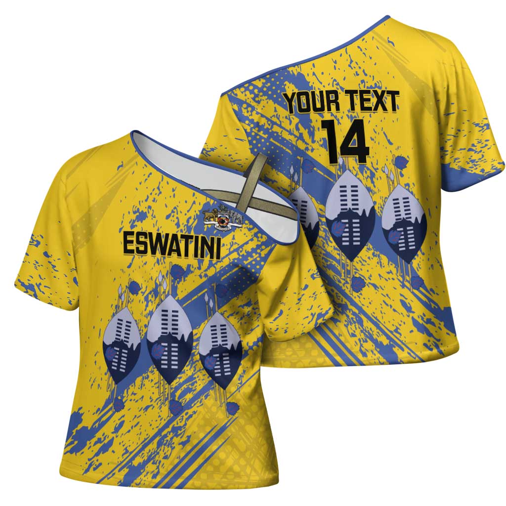 Eswatini Football Custom Cross Shoulder Shirt Sihlangu Semnikati Yellow