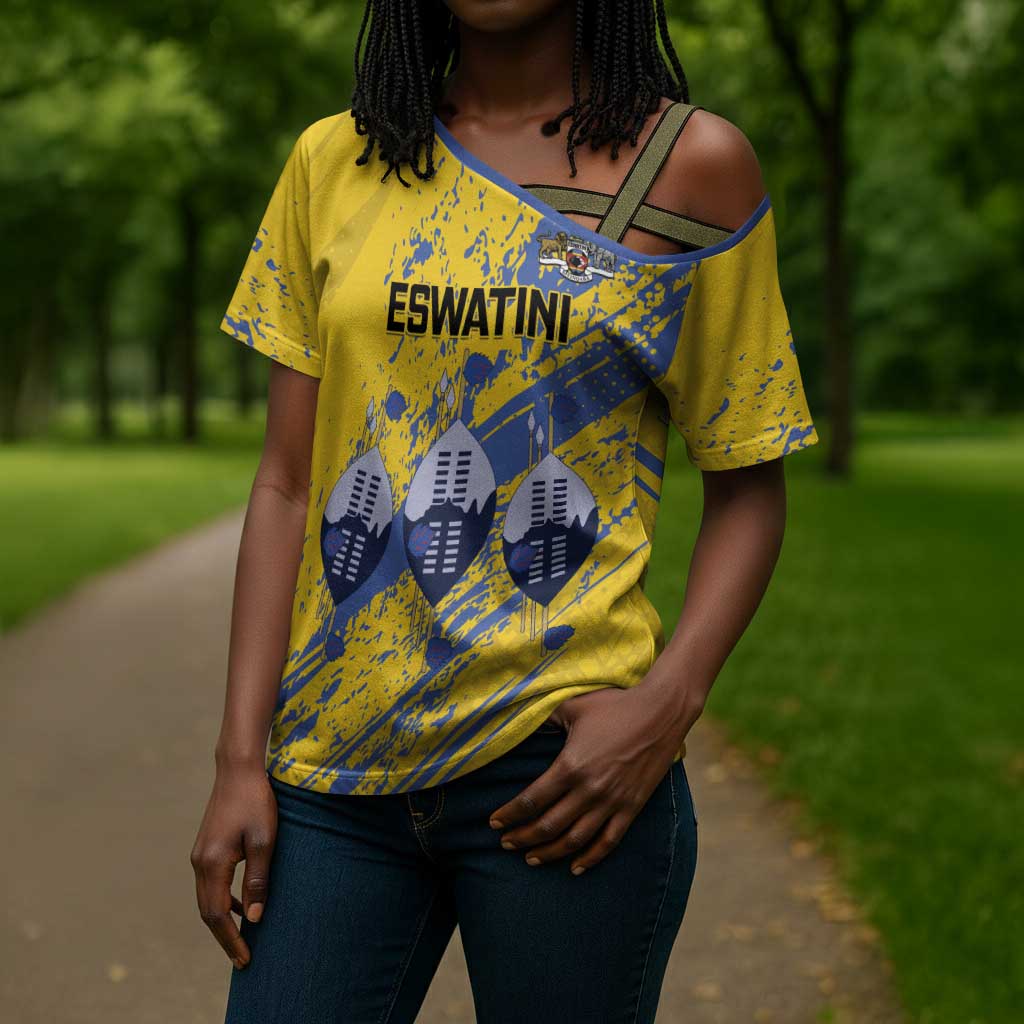 Eswatini Football Custom Cross Shoulder Shirt Sihlangu Semnikati Yellow