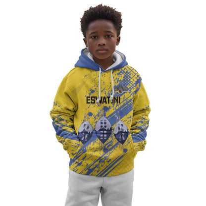 Eswatini Football Custom Kid Hoodie Sihlangu Semnikati Yellow - African Pride