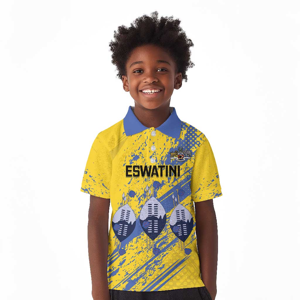 Eswatini Football Custom Kid Polo Shirt Sihlangu Semnikati Yellow - African Pride
