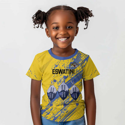 Eswatini Football Custom Kid T shirt Sihlangu Semnikati Yellow - African Pride