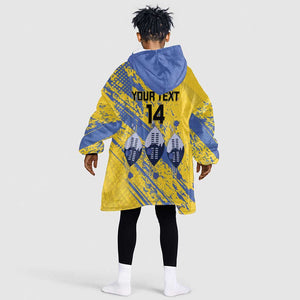 Eswatini Football Custom Kid Wearable Blanket Hoodie Sihlangu Semnikati Yellow - African Pride