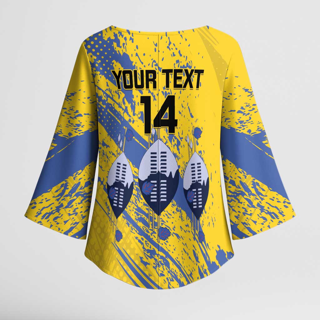 Eswatini Football Custom Kimono Sleeve Blouse Sihlangu Semnikati Yellow