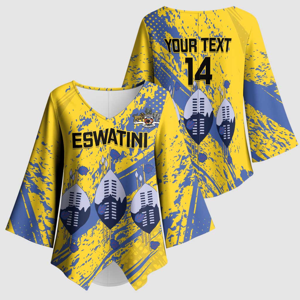 Eswatini Football Custom Kimono Sleeve Blouse Sihlangu Semnikati Yellow