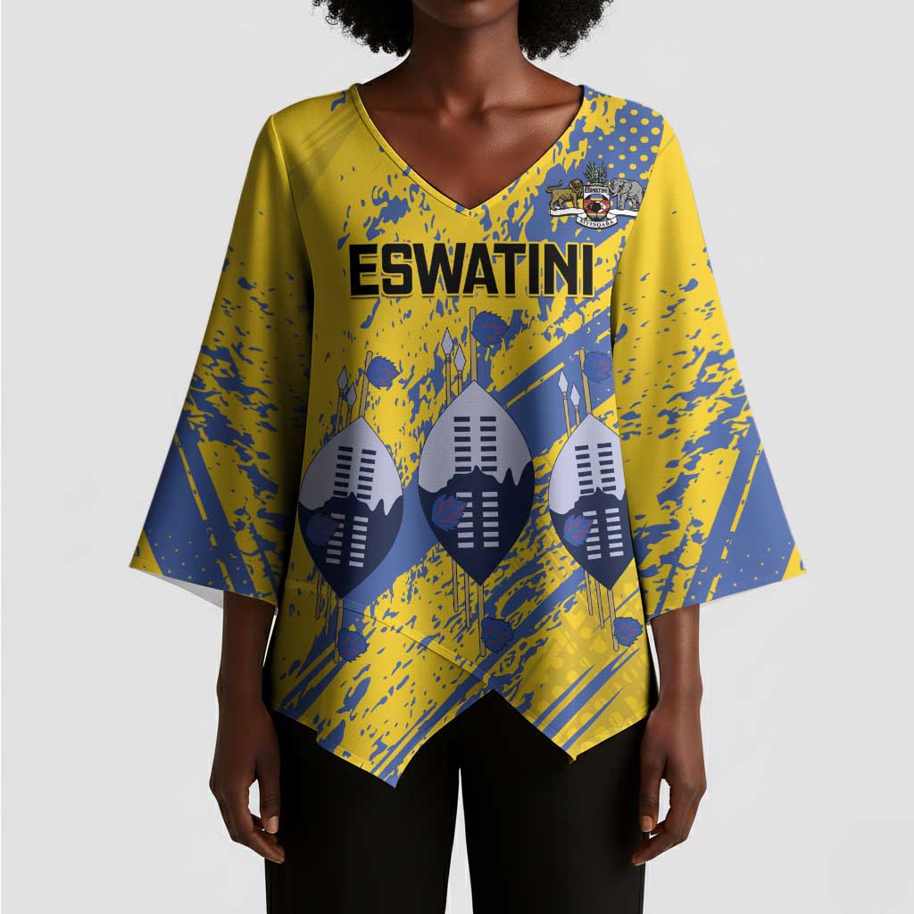 Eswatini Football Custom Kimono Sleeve Blouse Sihlangu Semnikati Yellow