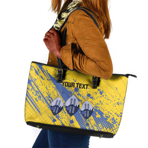 Eswatini Football Custom Leather Tote Bag Sihlangu Semnikati Yellow - African Pride
