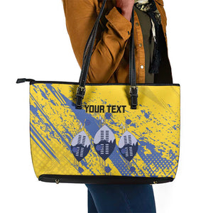 Eswatini Football Custom Leather Tote Bag Sihlangu Semnikati Yellow - African Pride
