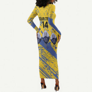Eswatini Football Custom Long Sleeve Bodycon Dress Sihlangu Semnikati Yellow - African Pride