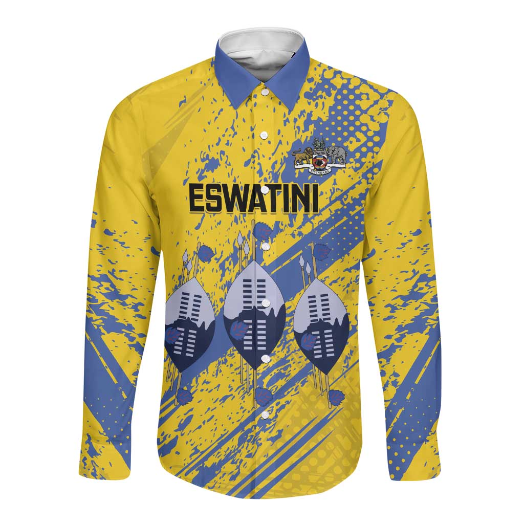 Eswatini Football Custom Long Sleeve Button Shirt Sihlangu Semnikati Yellow - African Pride