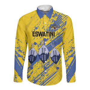 Eswatini Football Custom Long Sleeve Button Shirt Sihlangu Semnikati Yellow - African Pride