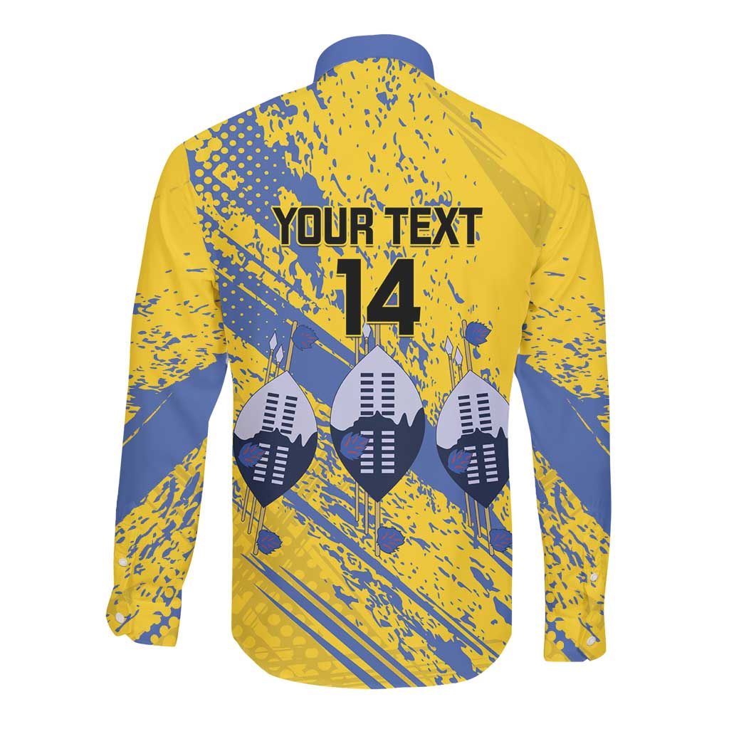 Eswatini Football Custom Long Sleeve Button Shirt Sihlangu Semnikati Yellow - African Pride