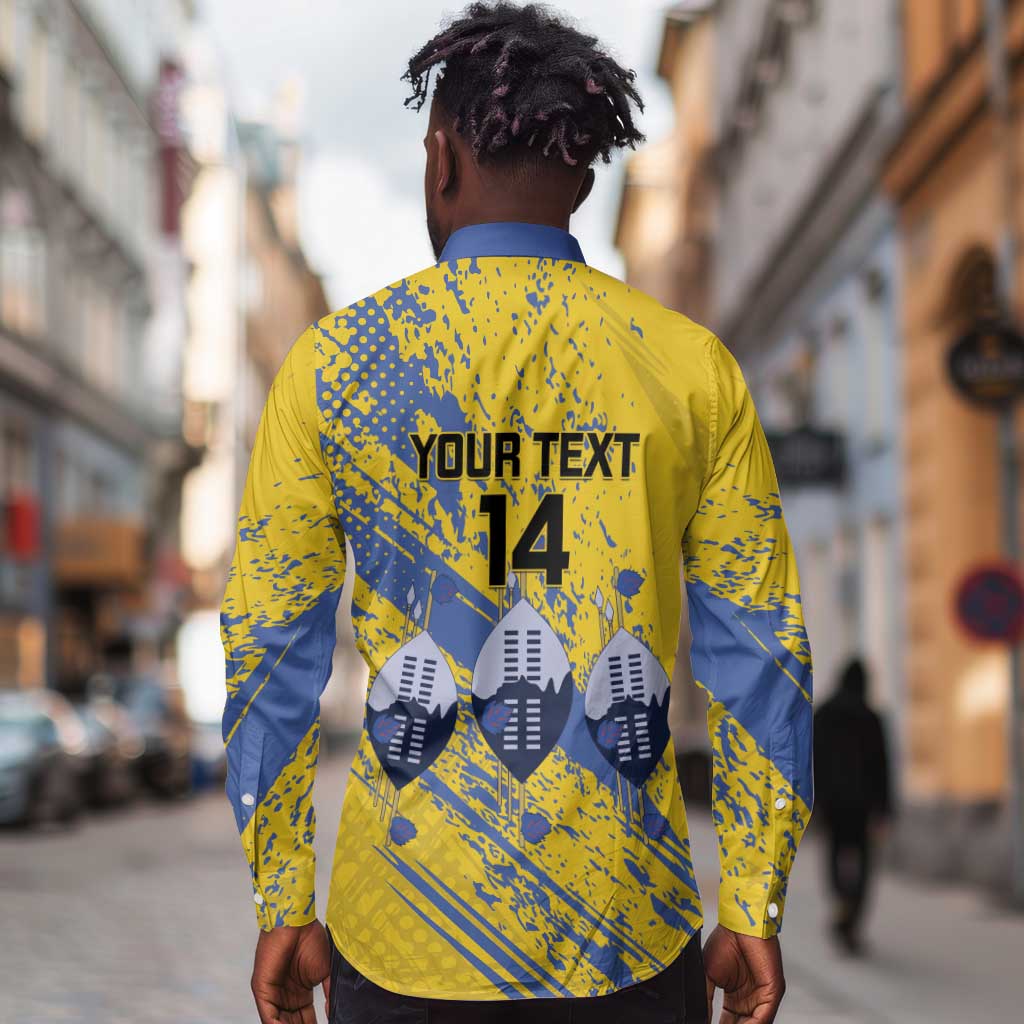 Eswatini Football Custom Long Sleeve Button Shirt Sihlangu Semnikati Yellow - African Pride