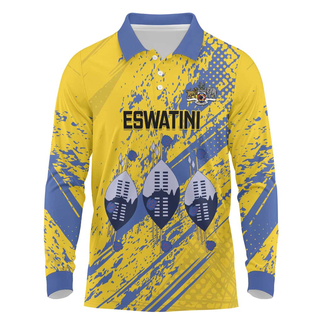 Eswatini Football Custom Long Sleeve Polo Shirt Sihlangu Semnikati Yellow - African Pride