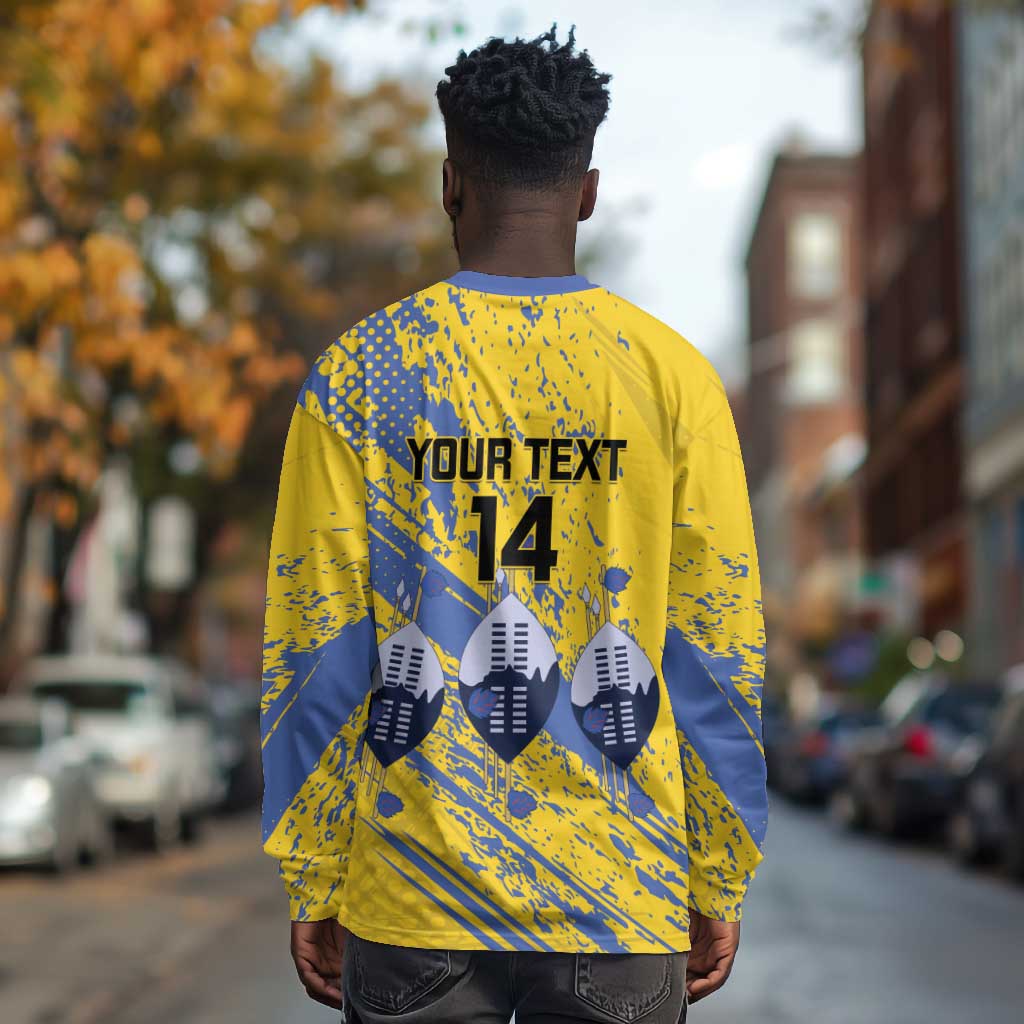 Eswatini Football Custom Long Sleeve Shirt Sihlangu Semnikati Yellow - African Pride