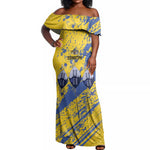 Eswatini Football Custom Off Shoulder Maxi Dress Sihlangu Semnikati Yellow - African Pride