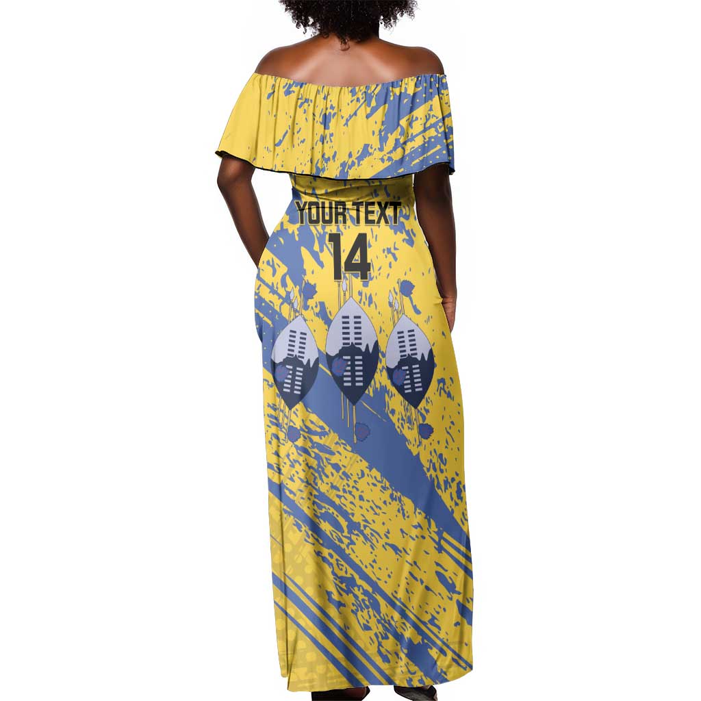 Eswatini Football Custom Off Shoulder Maxi Dress Sihlangu Semnikati Yellow - African Pride