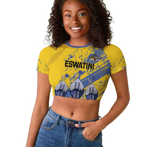 Eswatini Football Custom Raglan Cropped T shirt Sihlangu Semnikati Yellow - African Pride