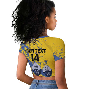 Eswatini Football Custom Raglan Cropped T shirt Sihlangu Semnikati Yellow - African Pride