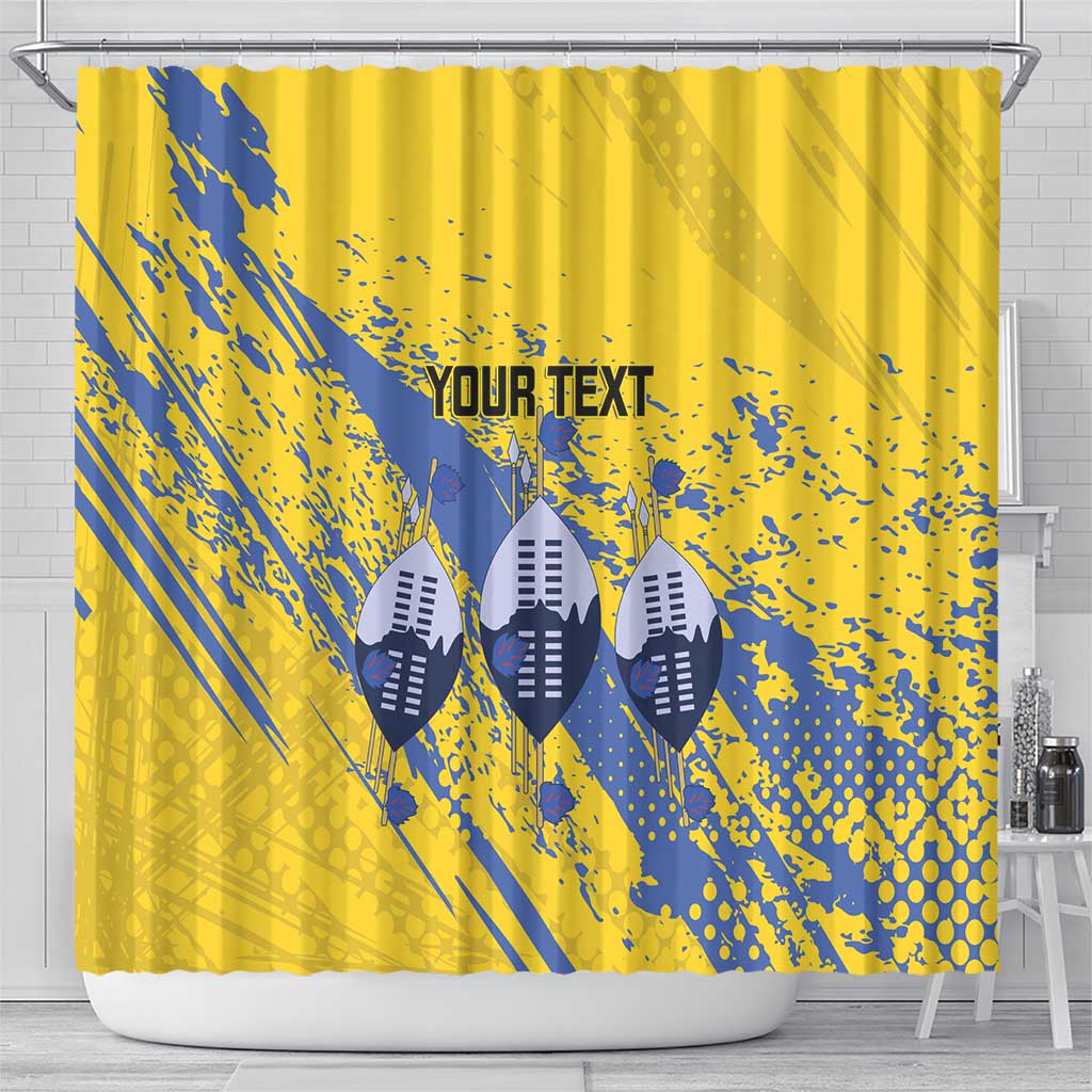 Eswatini Football Custom Shower Curtain Sihlangu Semnikati Yellow - African Pride