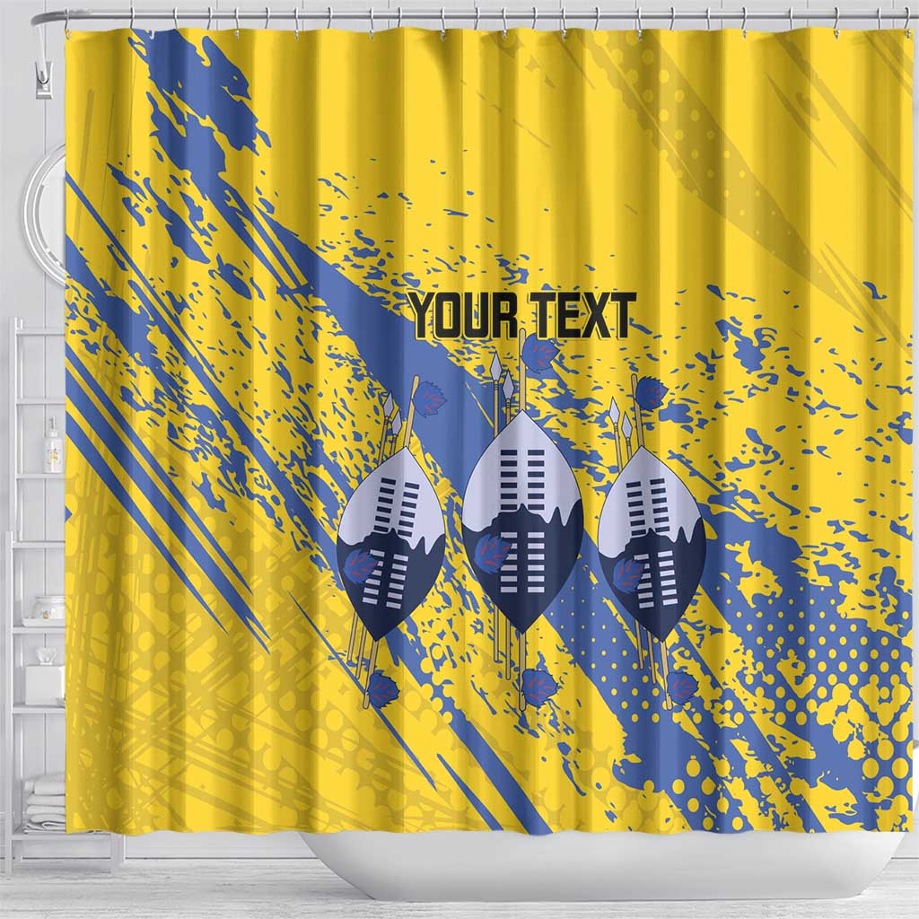 Eswatini Football Custom Shower Curtain Sihlangu Semnikati Yellow - African Pride