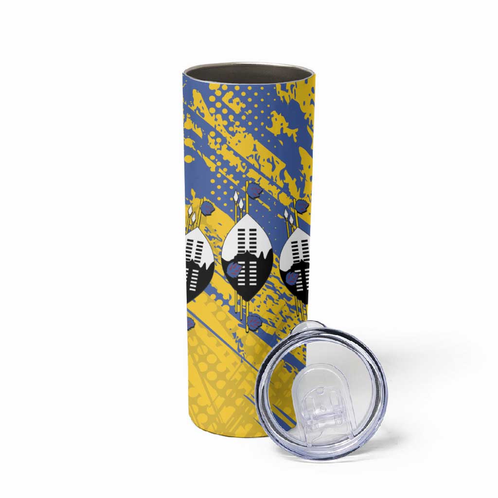 Eswatini Football Custom Skinny Tumbler Sihlangu Semnikati Yellow - African Pride