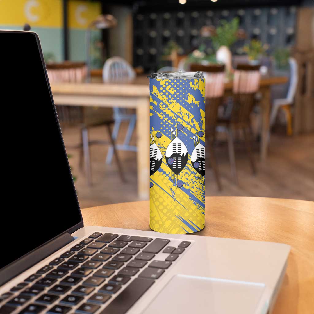 Eswatini Football Custom Skinny Tumbler Sihlangu Semnikati Yellow - African Pride