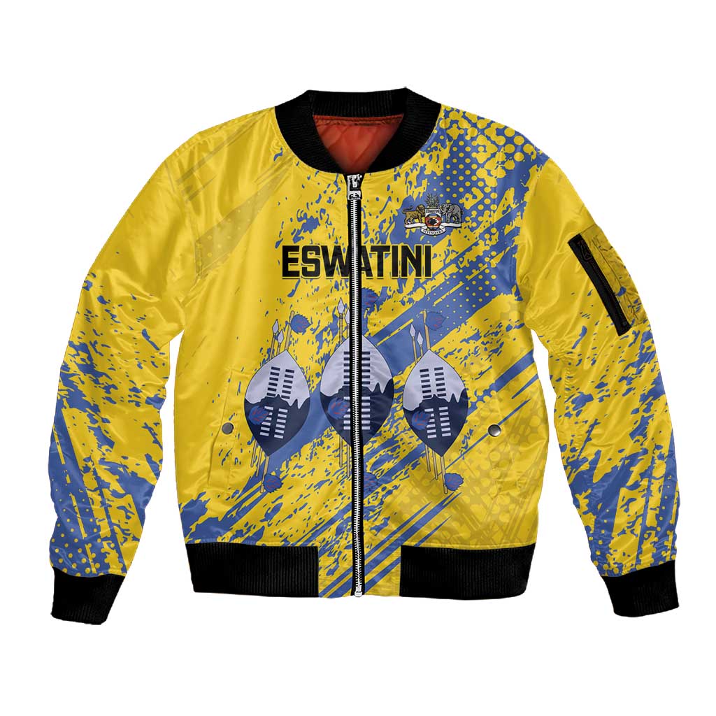 Eswatini Football Custom Sleeve Zip Bomber Jacket Sihlangu Semnikati Yellow - African Pride