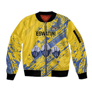 Eswatini Football Custom Sleeve Zip Bomber Jacket Sihlangu Semnikati Yellow - African Pride