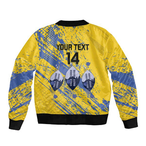 Eswatini Football Custom Sleeve Zip Bomber Jacket Sihlangu Semnikati Yellow - African Pride