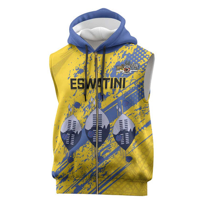 Eswatini Football Custom Sleeveless Zip Hoodie Sihlangu Semnikati Yellow - African Pride
