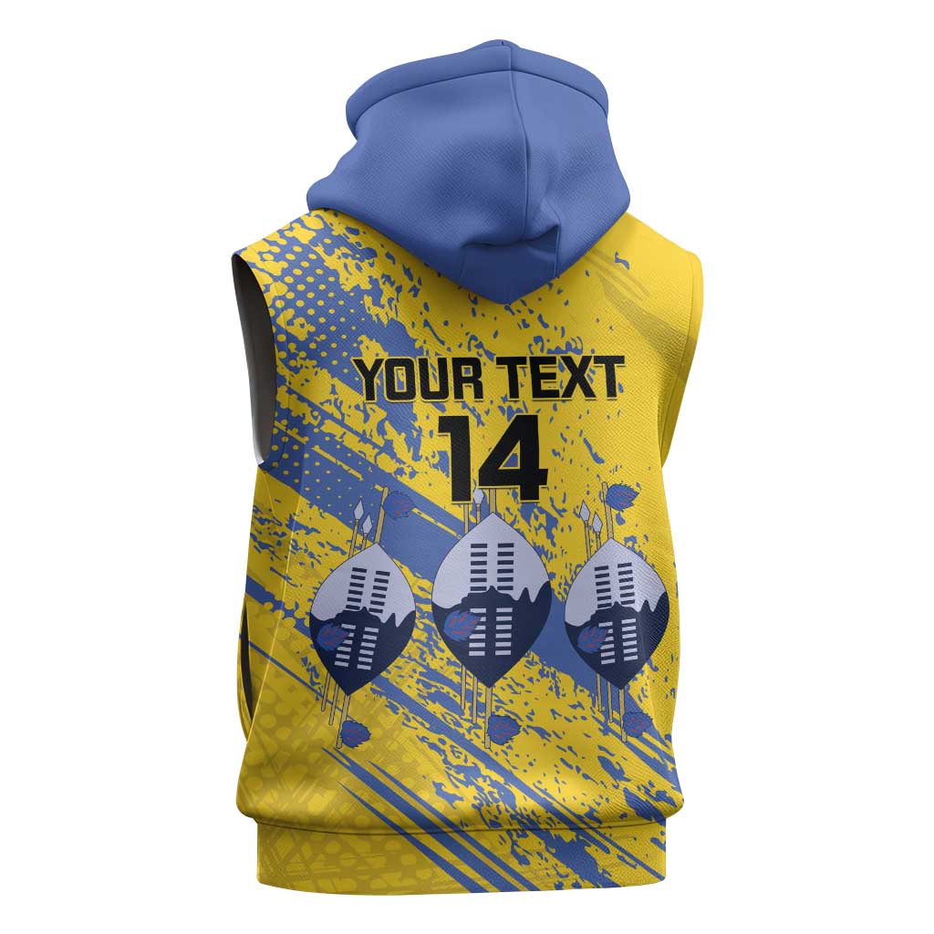 Eswatini Football Custom Sleeveless Zip Hoodie Sihlangu Semnikati Yellow - African Pride