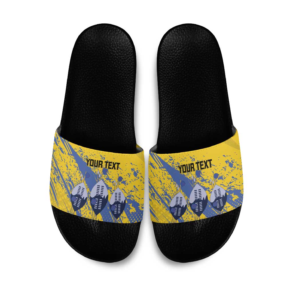 Eswatini Football Custom Slide Sandals Sihlangu Semnikati Yellow