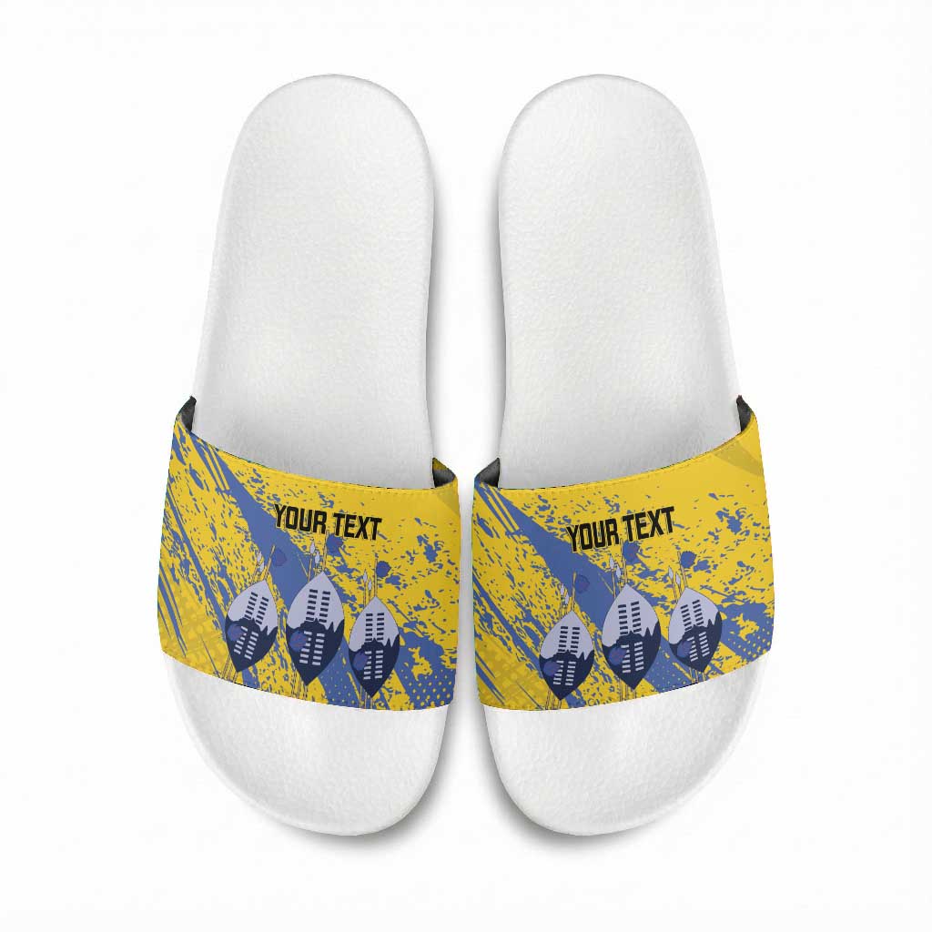 Eswatini Football Custom Slide Sandals Sihlangu Semnikati Yellow