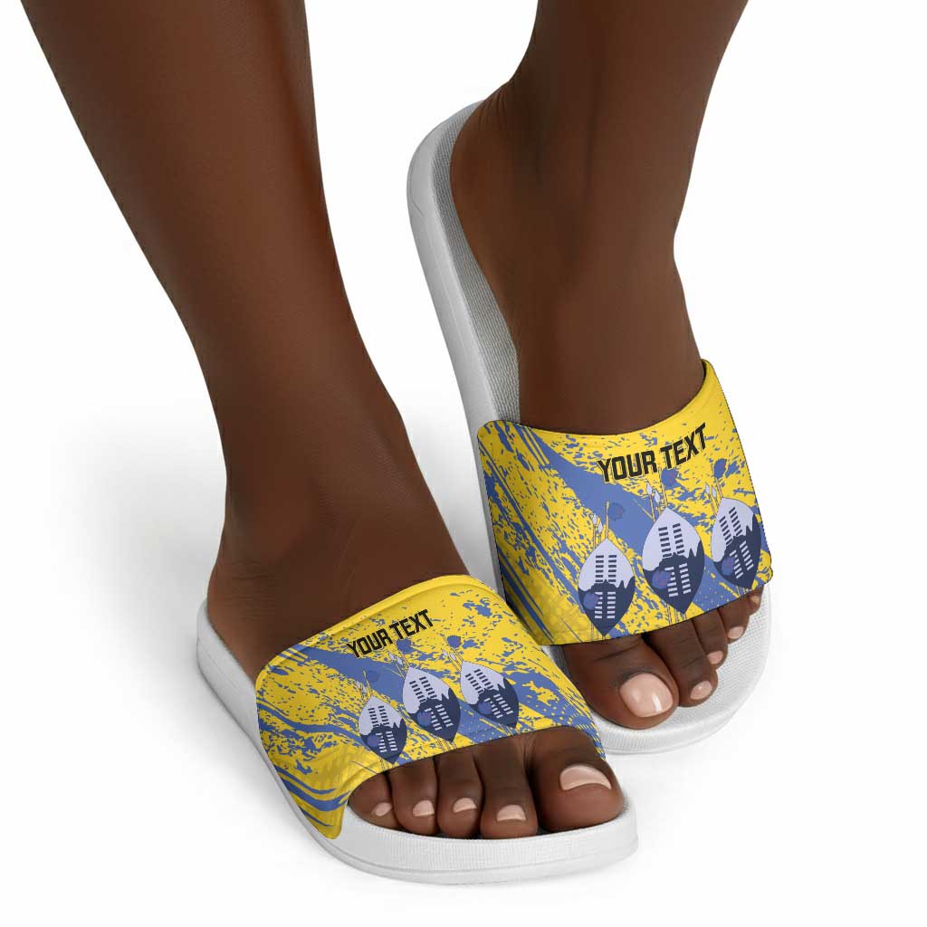 Eswatini Football Custom Slide Sandals Sihlangu Semnikati Yellow