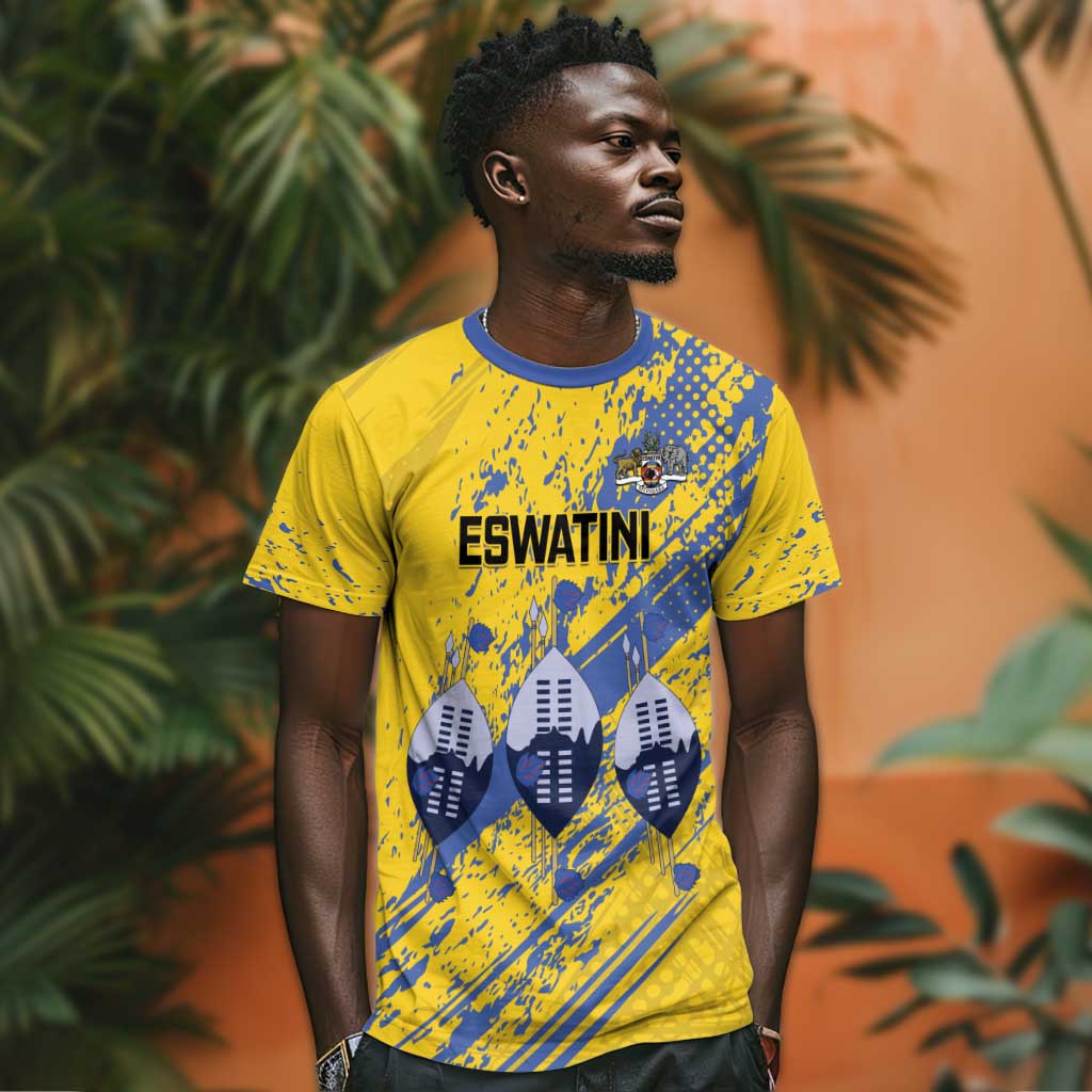 Eswatini Football Custom T shirt Sihlangu Semnikati Yellow - African Pride