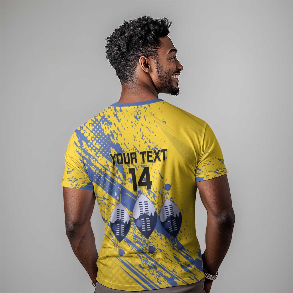 Eswatini Football Custom T shirt Sihlangu Semnikati Yellow - African Pride